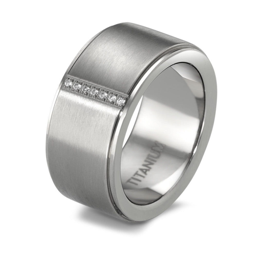 Fingerring Titan Zirkonia weiss, rund