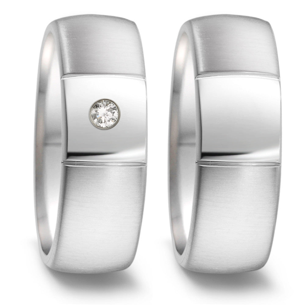 Partnerring TAMOR aus Edelstahl mit Brillantpavée TW/si, Made in Germany