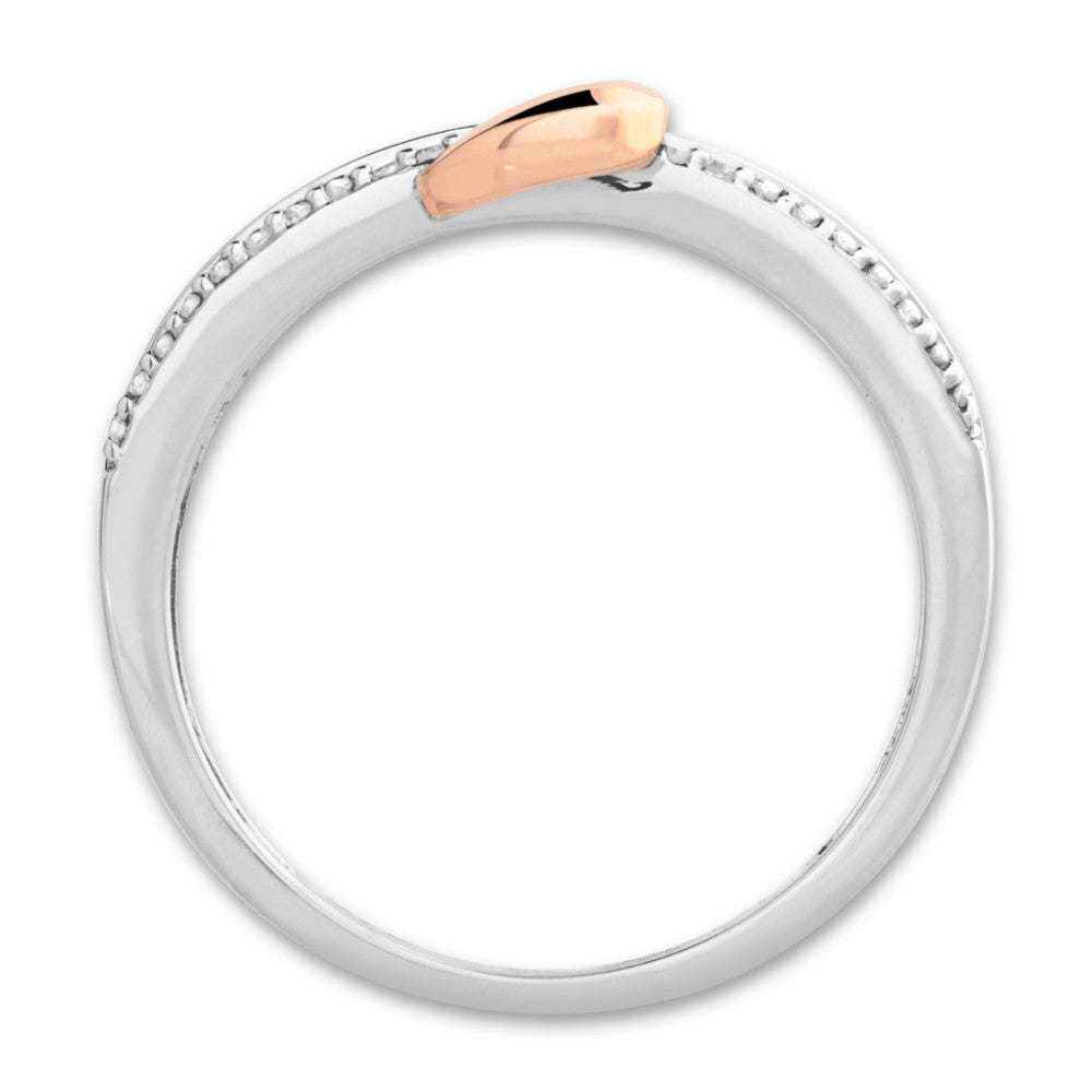 Fingerring 375/9 K Weissgold, 375/9 K Rotgold Diamanten 0.08 ct, w-si