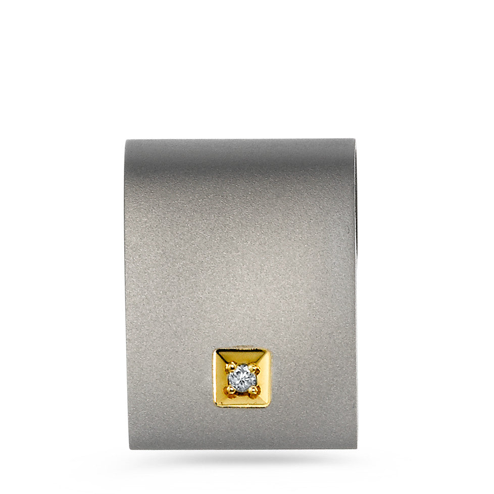 Anhänger Titan, 750/18 K Gelbgold Diamanten 0.02 ct, w-si, Made in Germany