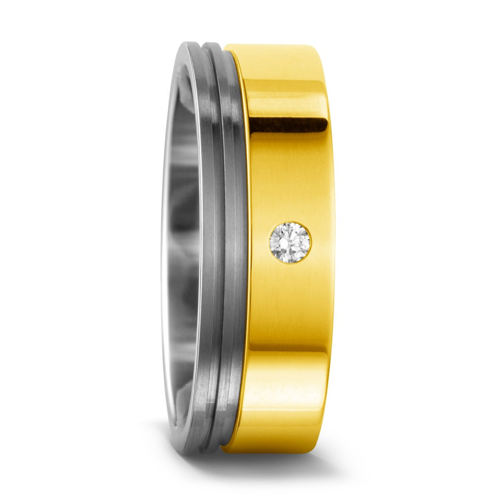 Fingerring Titan, 750/18 K Gelbgold Diamanten 0.03 ct, w-si, Made in Germany