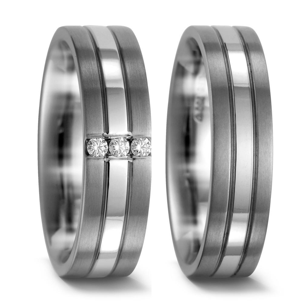 Fingerring Titan, 950 Palladium Diamanten 0.06 ct, w-si, Made in Germany