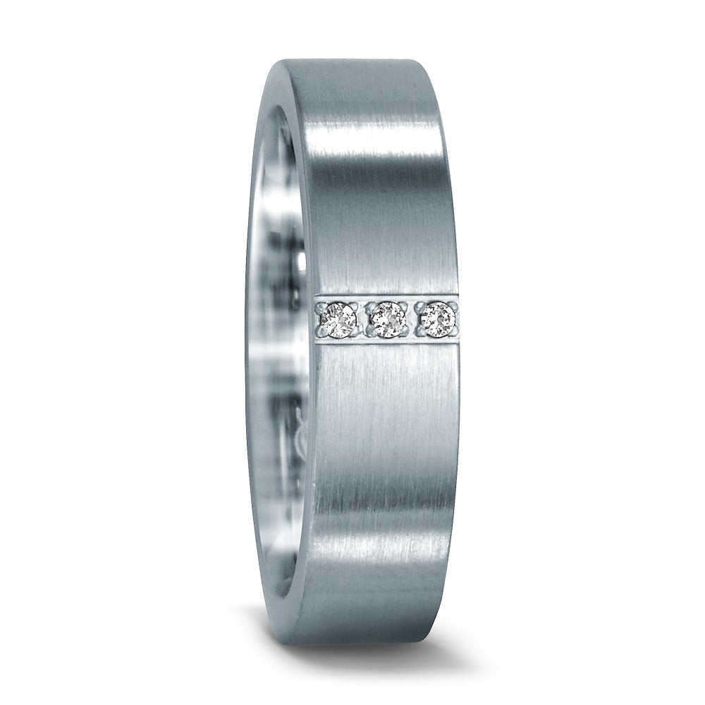 Fingerring Edelstahl Zirkonia weiss, rund