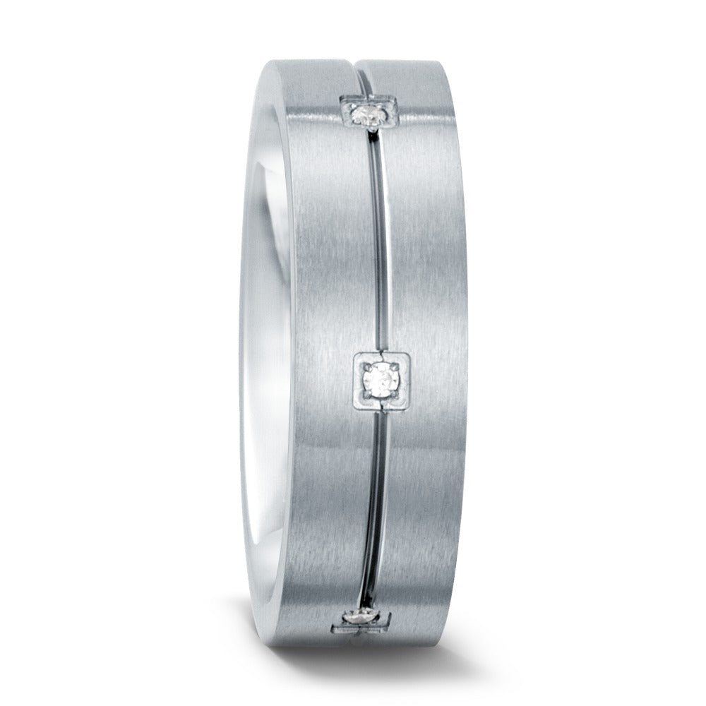 Fingerring Edelstahl Zirkonia weiss, rund
