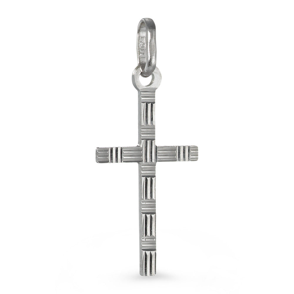 Anhänger 750/18 K Weissgold Kreuz, Made in Italy
