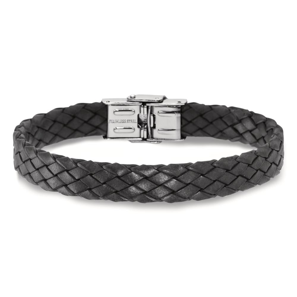 Armband Leder, Edelstahl 21 cm, Made in Italy