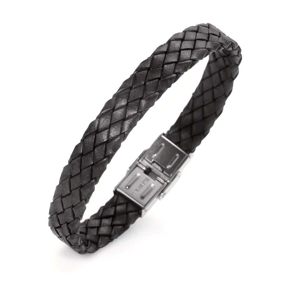 Armband Leder, Edelstahl 21 cm, Made in Italy