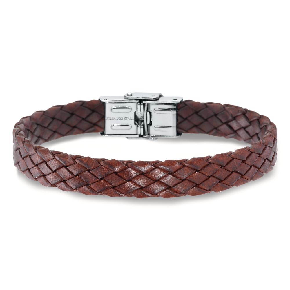 Armband Leder, Edelstahl 21 cm, Made in Italy