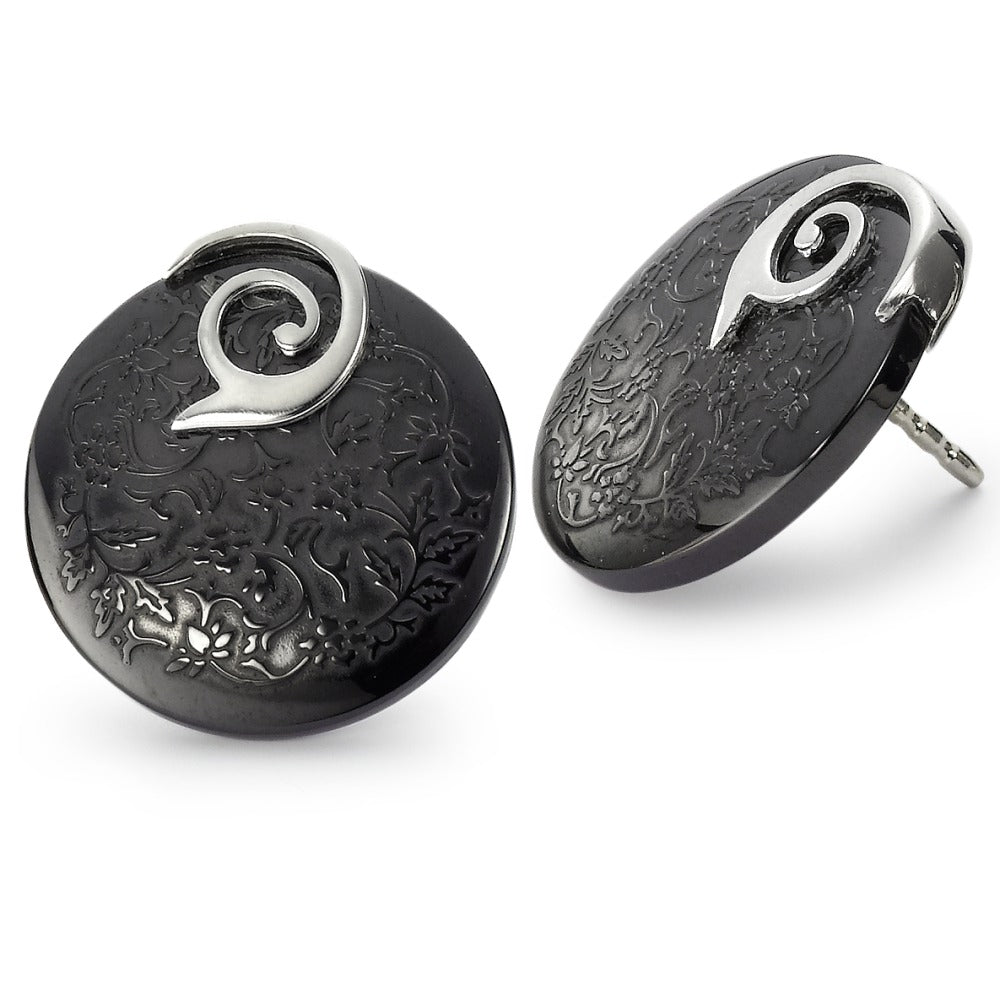 Ohrstecker 585/14 K Weissgold, Keramik Ø17 mm, Made in Germany