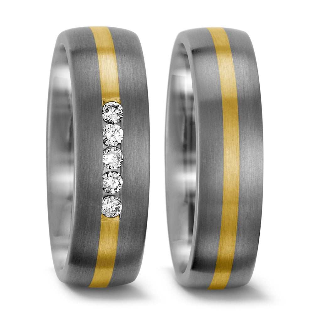 Fingerring Titan, 585/14 K Gelbgold Diamanten 0.15 ct, w-si, Made in Austria