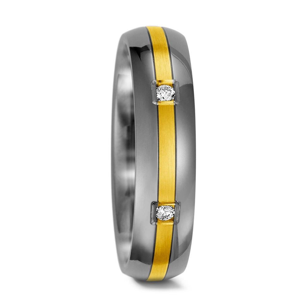 Fingerring Titan, 585/14 K Gelbgold Diamanten 0.015 ct, w-si, Made in Austria