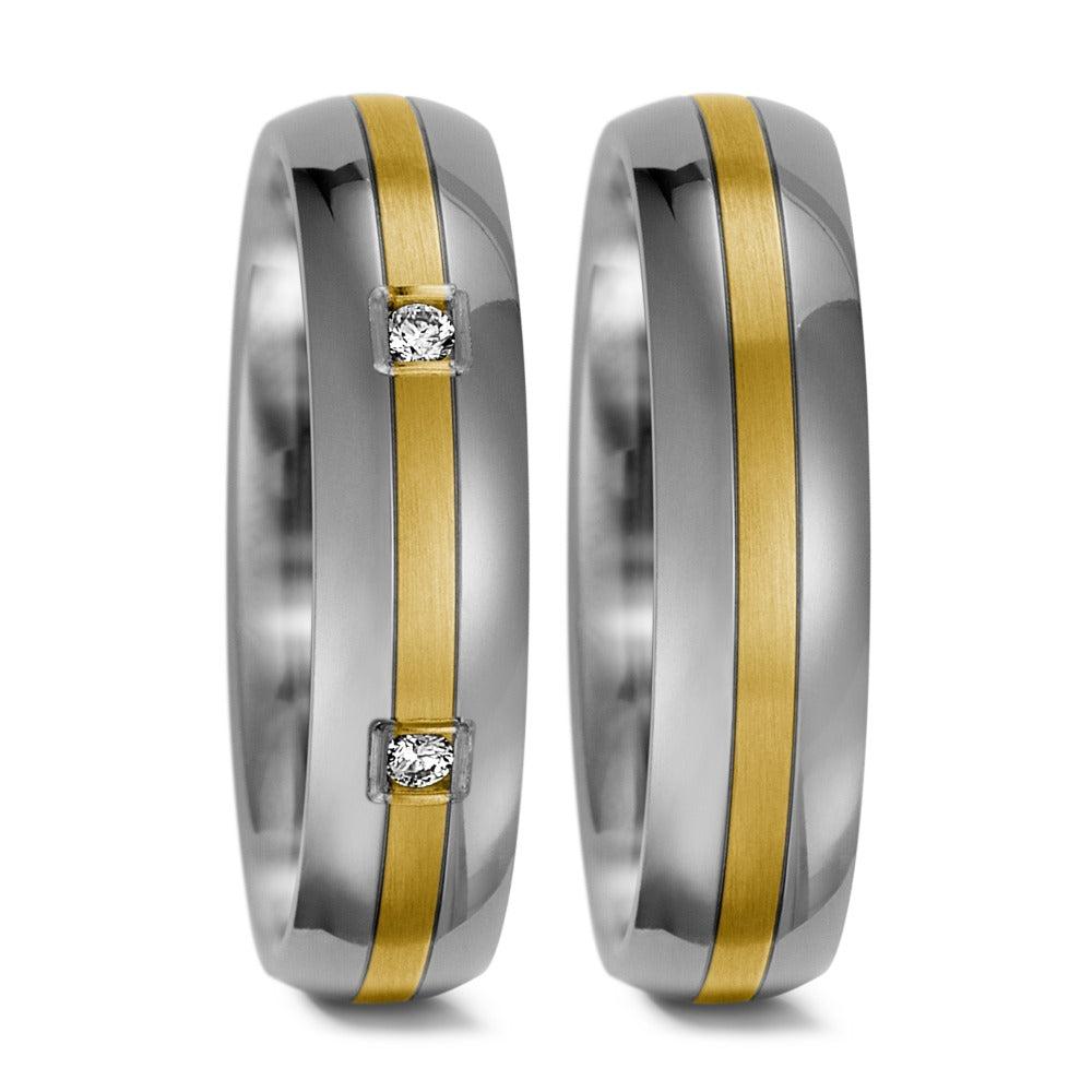 Fingerring Titan, 585/14 K Gelbgold Diamanten 0.015 ct, w-si, Made in Austria