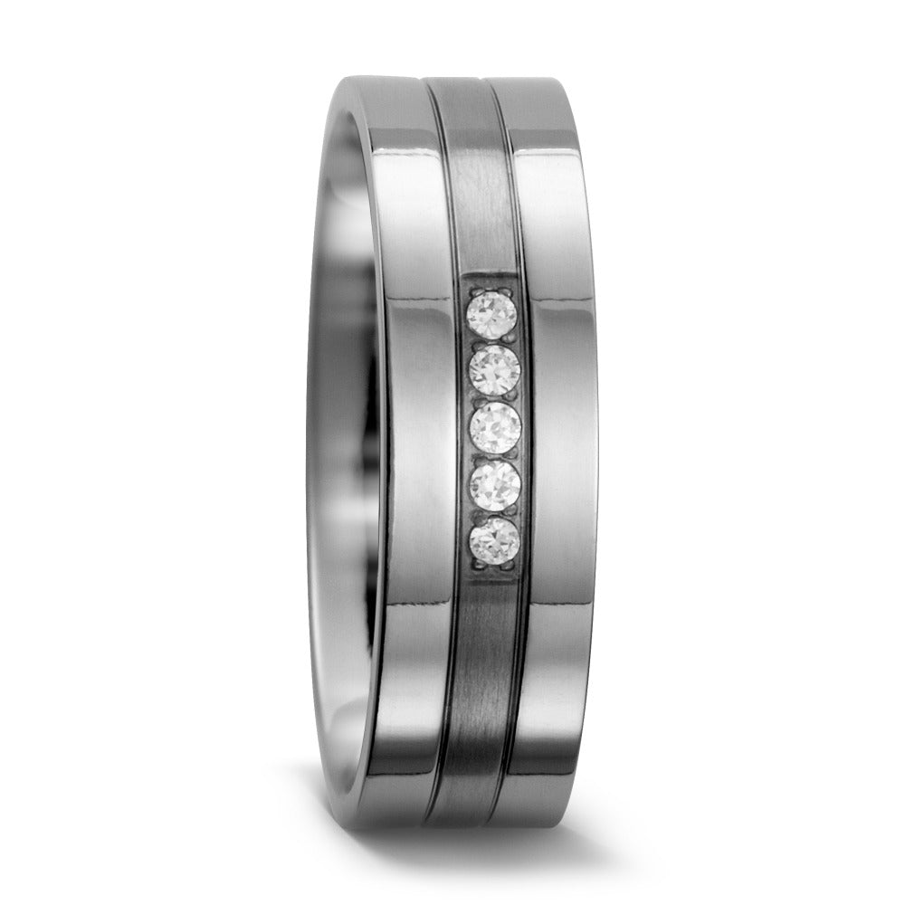Fingerring Titan Zirkonia weiss