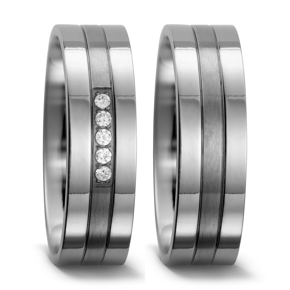 Fingerring Titan Zirkonia weiss