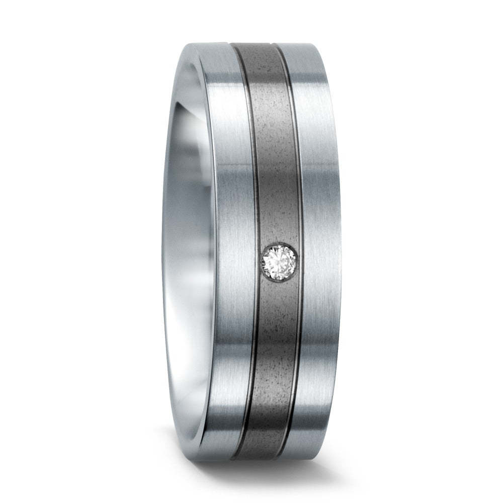 Fingerring Titan, Edelstahl Diamanten 0.02 ct, w-si