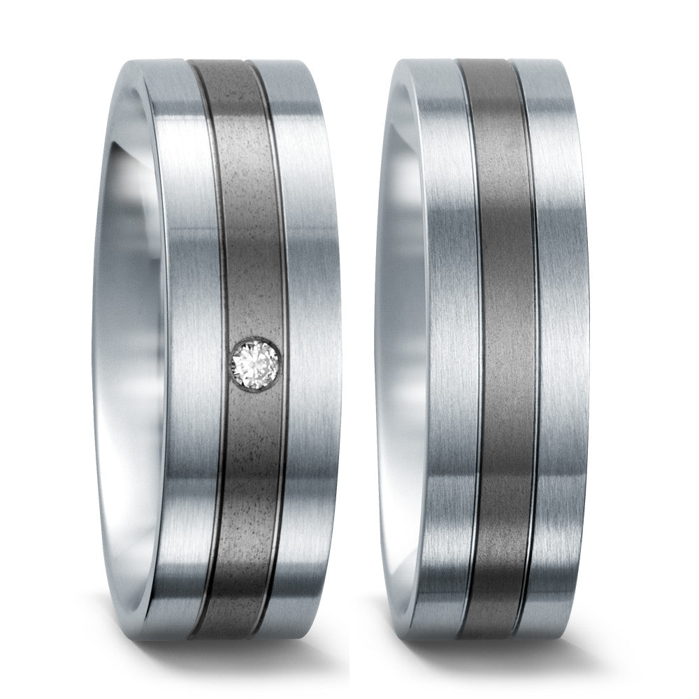 Fingerring Titan, Edelstahl Diamanten 0.02 ct, w-si