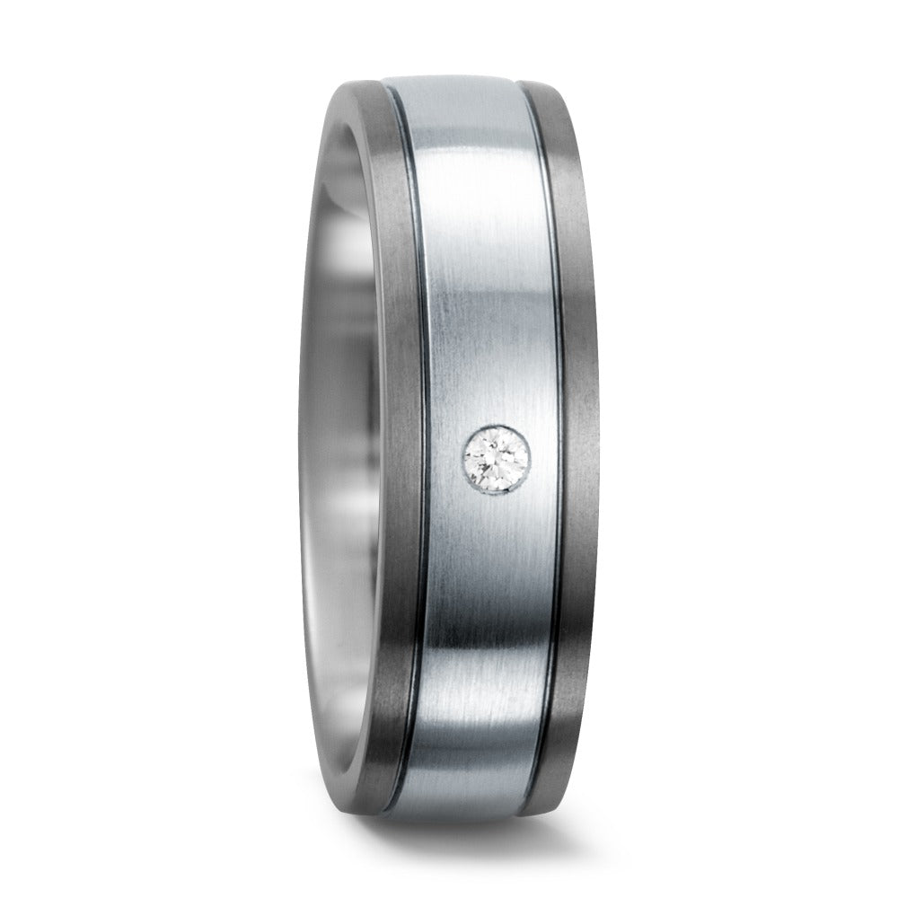Fingerring Titan, Edelstahl Diamanten 0.03 ct, w-si