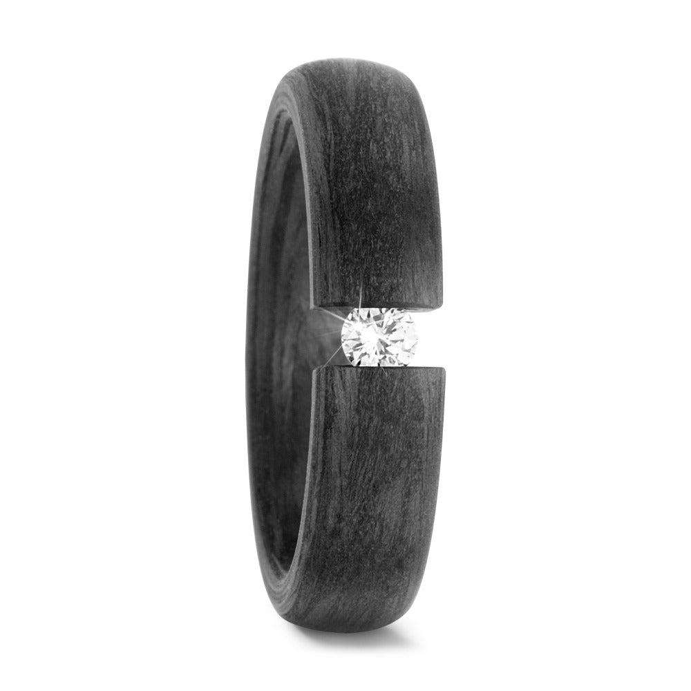 Fingerring Carbon Diamanten weiss, 0.10 ct, w-si, Made in Germany