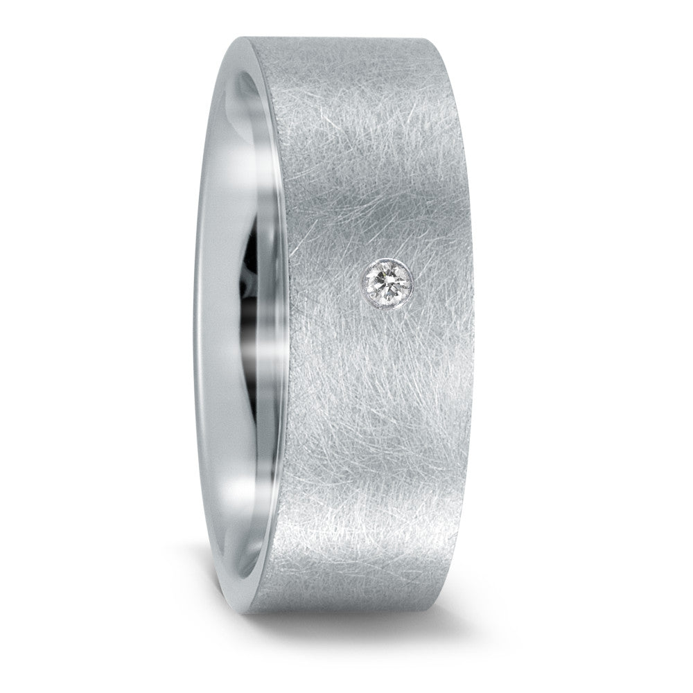 Fingerring Edelstahl Diamanten 0.03 ct, w-si, Made in Germany