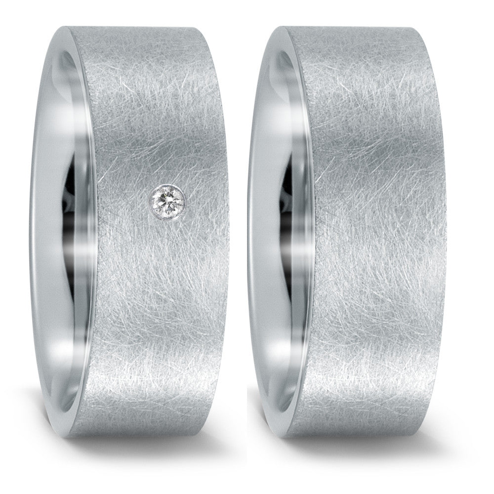 Fingerring Edelstahl Diamanten 0.03 ct, w-si, Made in Germany