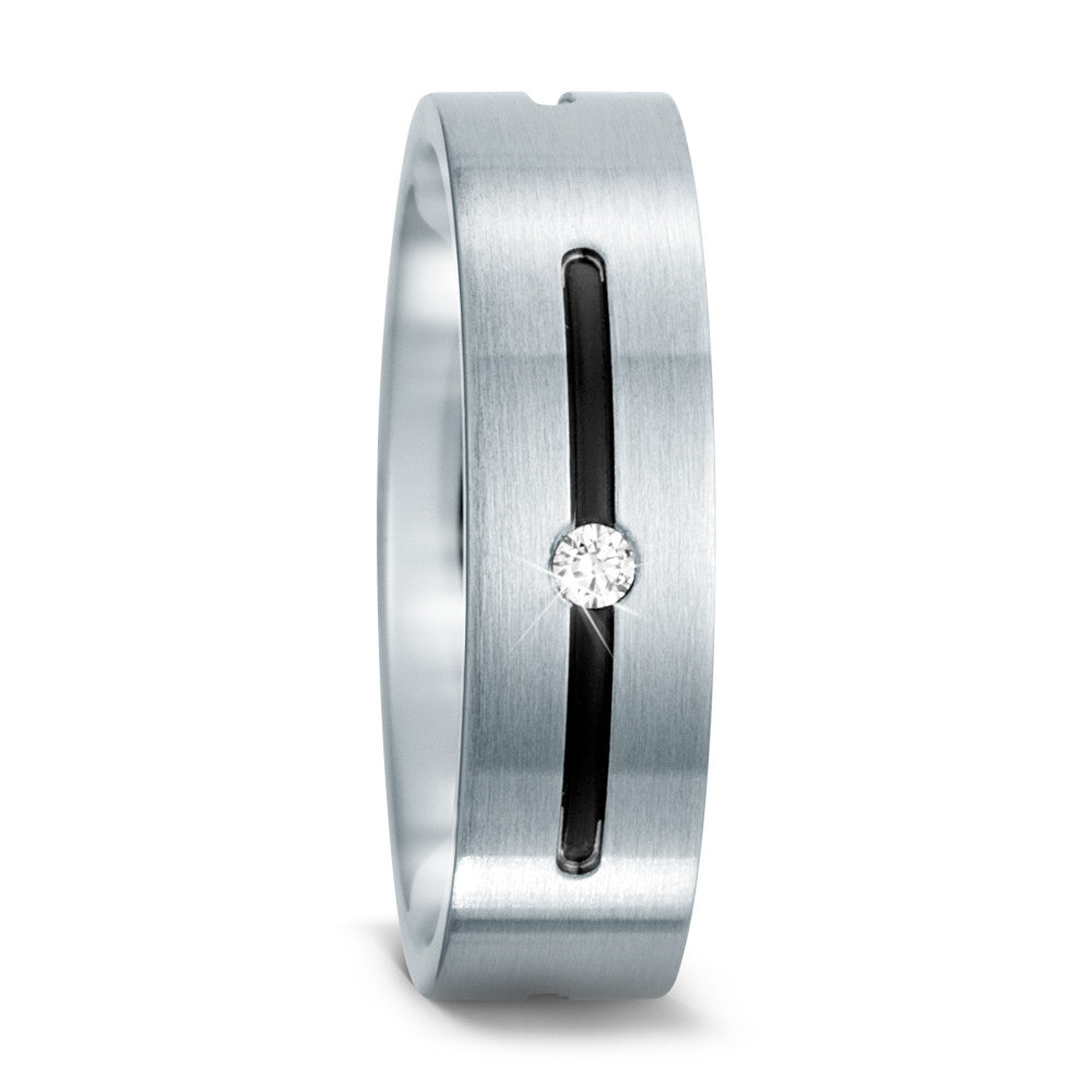 Fingerring Edelstahl Zirkonia IP beschichtet