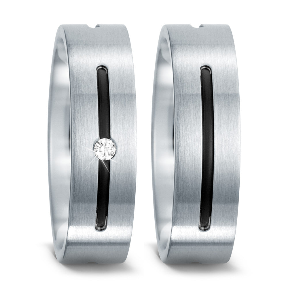 Fingerring Edelstahl Zirkonia IP beschichtet