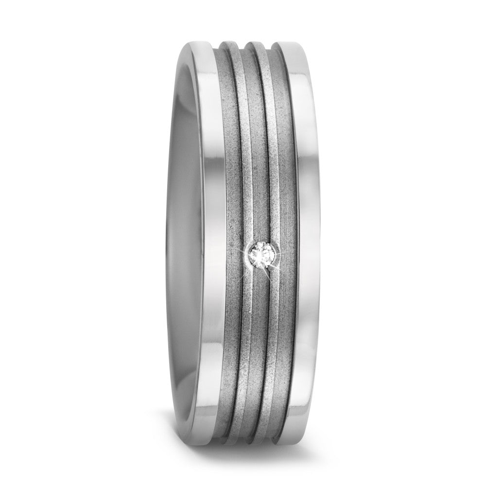 Fingerring Titan Diamanten 0.01 ct, w-si, Made in Germany
