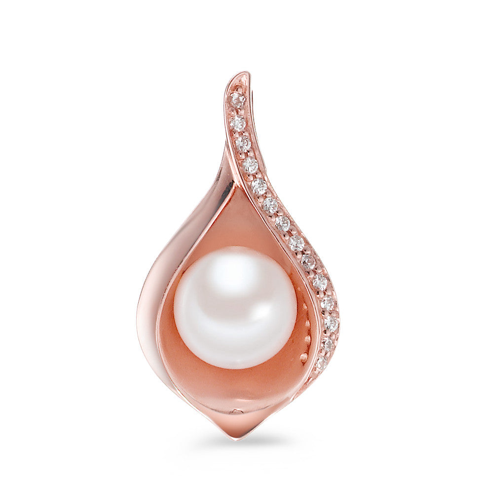Anhänger Silber Zirkonia rosé vergoldet Süsswasserzuchtperlen weiss, 8 mm