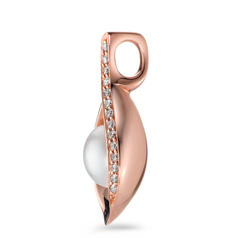 Anhänger Silber Zirkonia rosé vergoldet Süsswasserzuchtperlen weiss, 8 mm