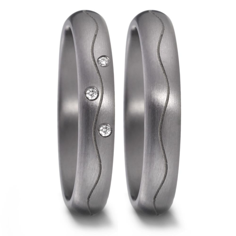 Partnerring aus Tantal mit Diamant 0.03 ct und feinmattierter Oberfläche, Made in Germany