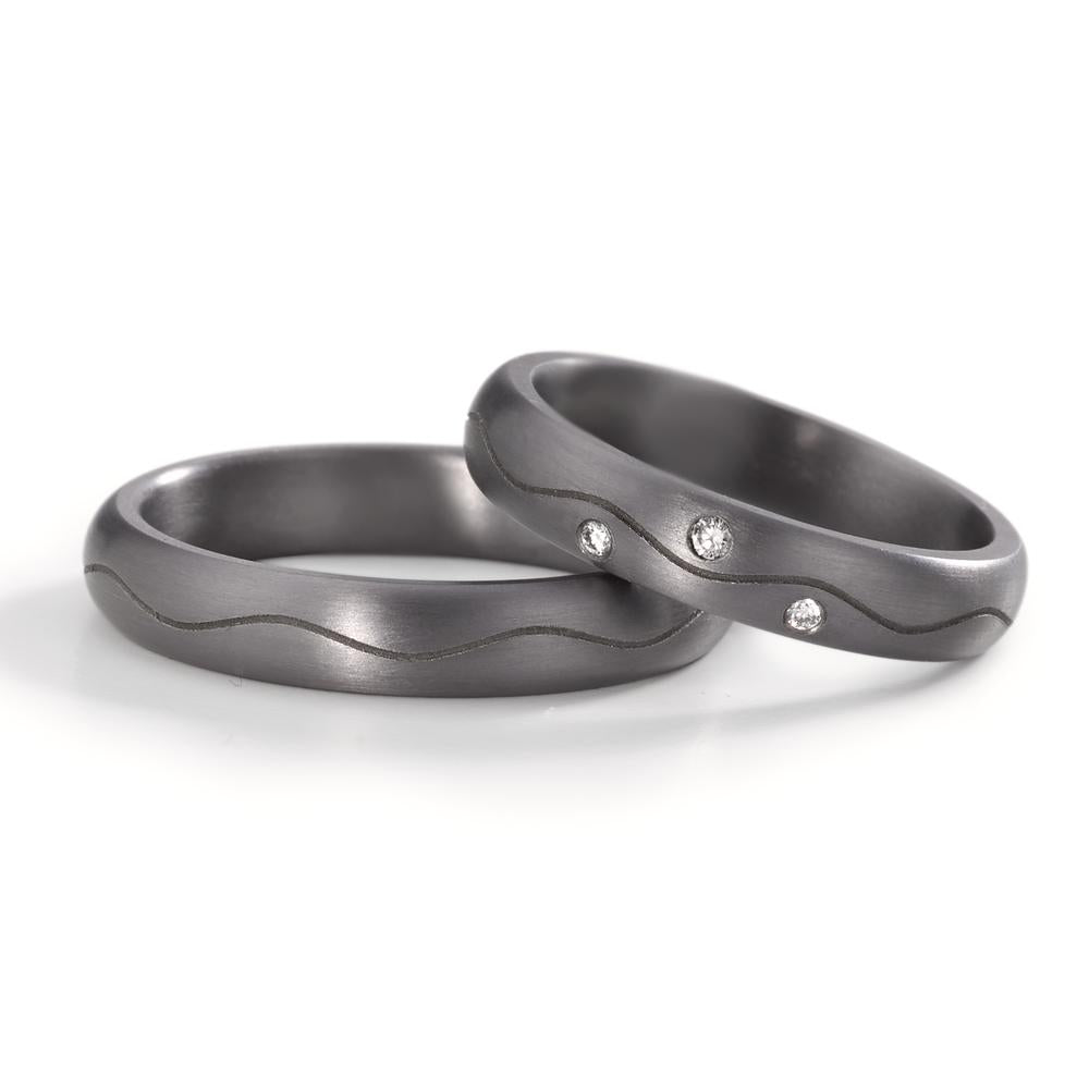 Partnerring aus Tantal mit Diamant 0.03 ct und feinmattierter Oberfläche, Made in Germany