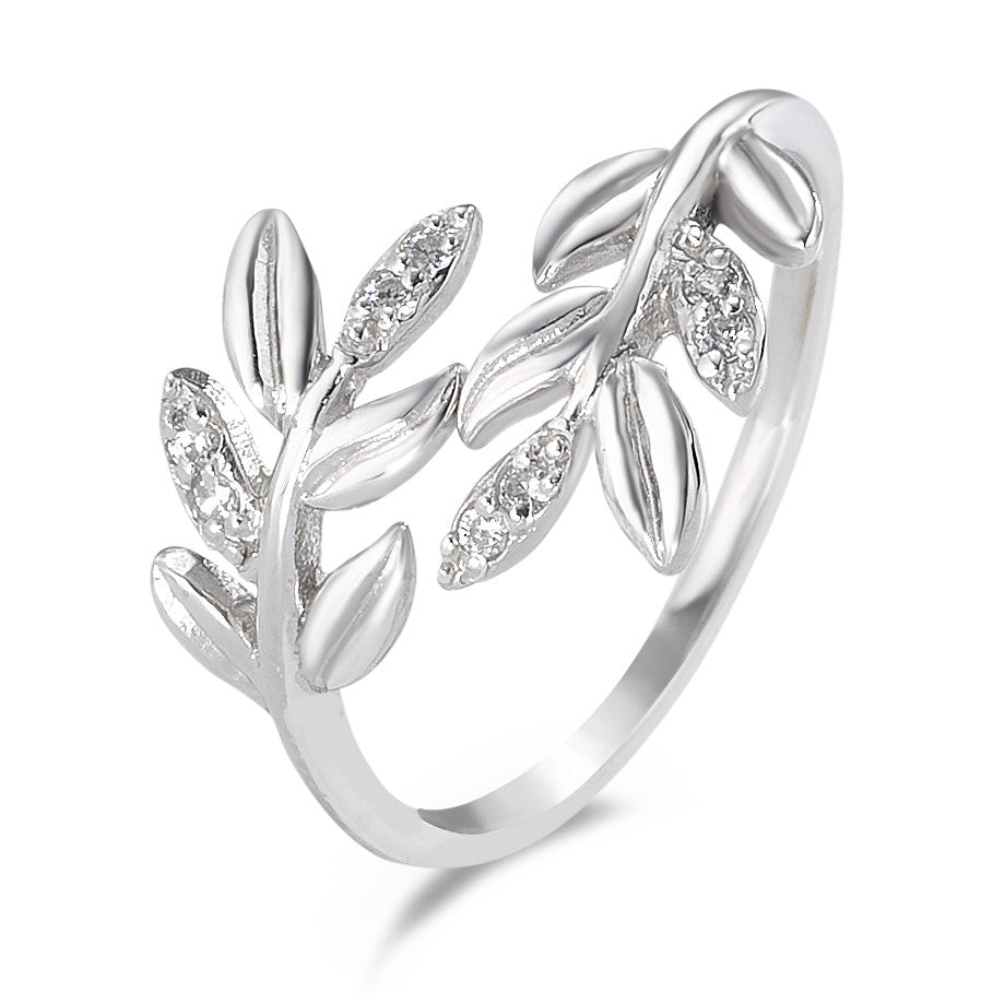 Fingerring Silber Zirkonia rhodiniert Blatt