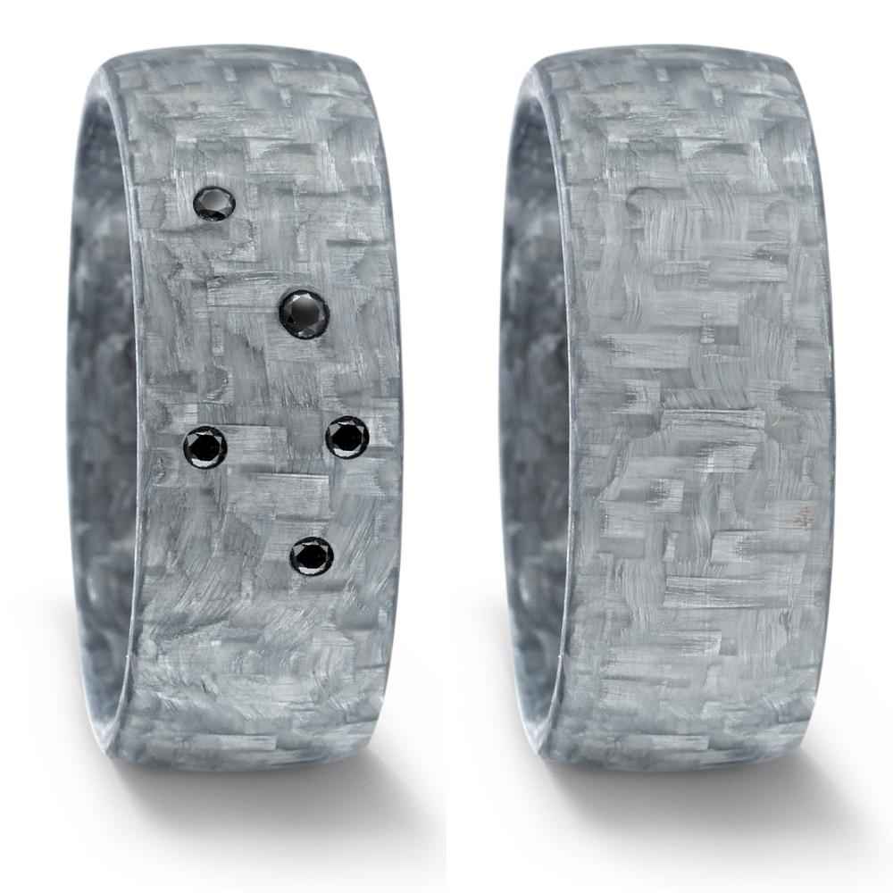 Fingerring Carbon Diamanten 0.06 ct, Made in Germany