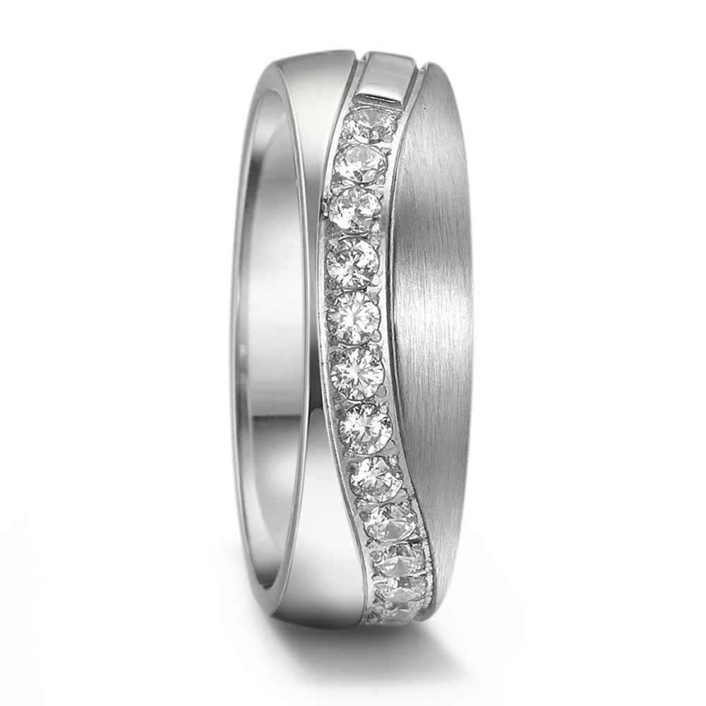 Fingerring Edelstahl Zirkonia
