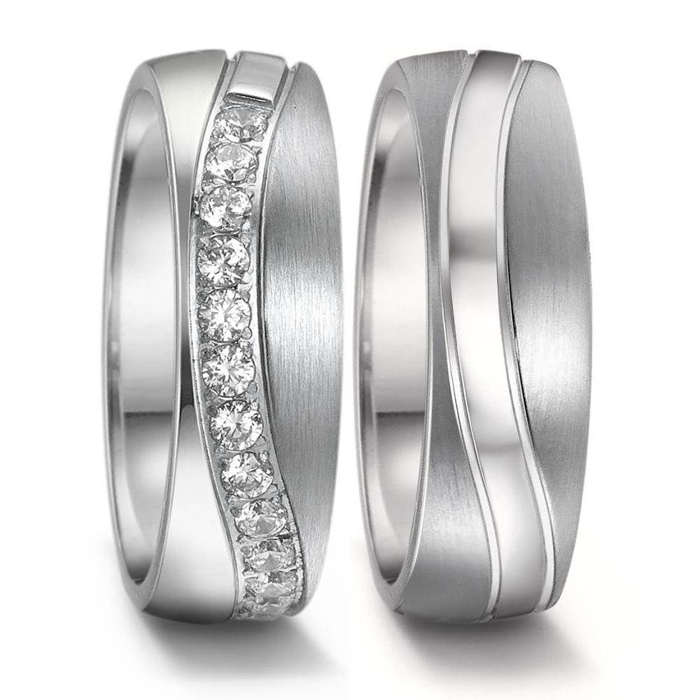 Fingerring Edelstahl Zirkonia