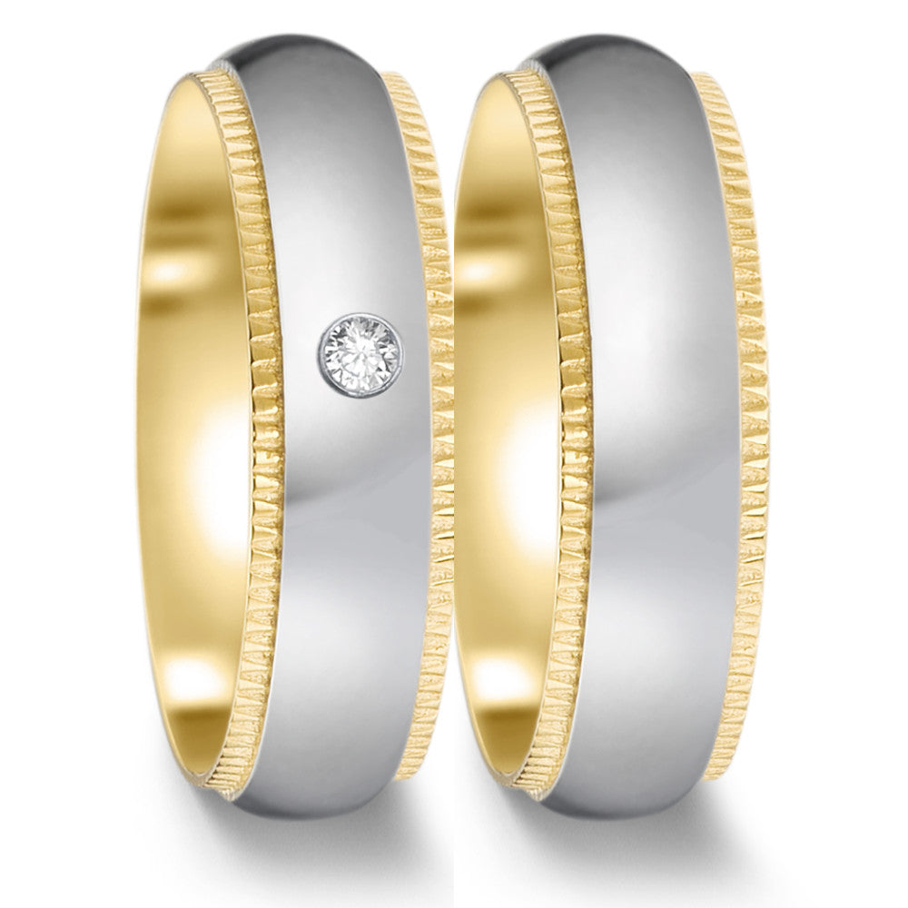 Fingerring Edelstahl Zirkonia gelb IP beschichtet
