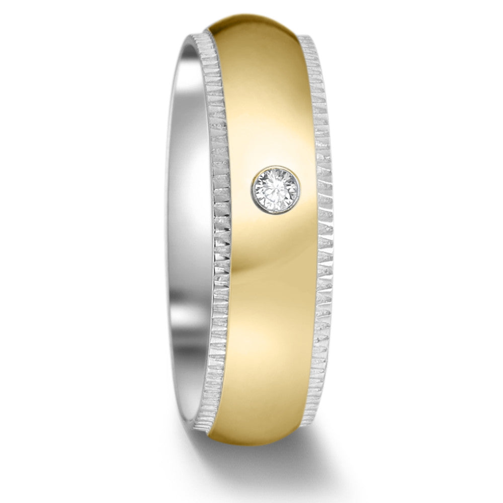 Fingerring Edelstahl Zirkonia gelb IP beschichtet