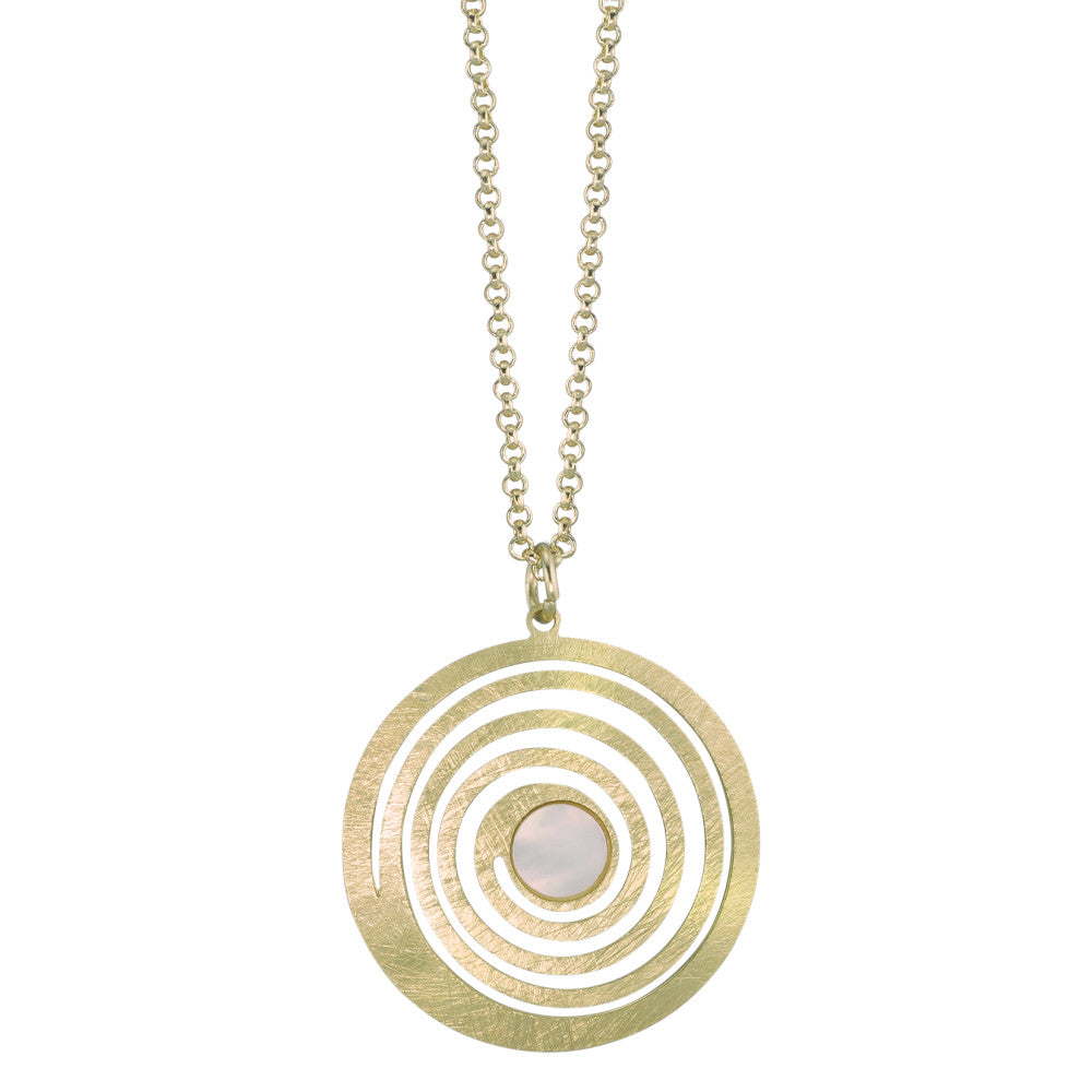 Halskette mit Anhänger Bronze Perlmutt weiss 38-42 cm verstellbar