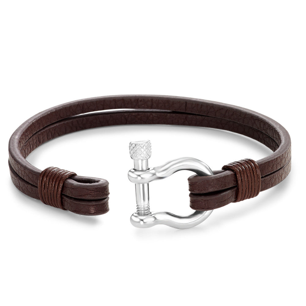 Armband Leder, Edelstahl 21 cm