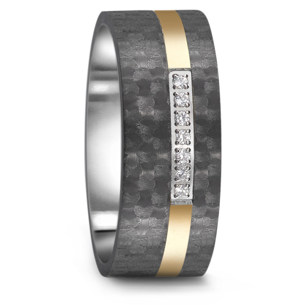 Fingerring Edelstahl, Carbon Zirkonia gelb IP beschichtet