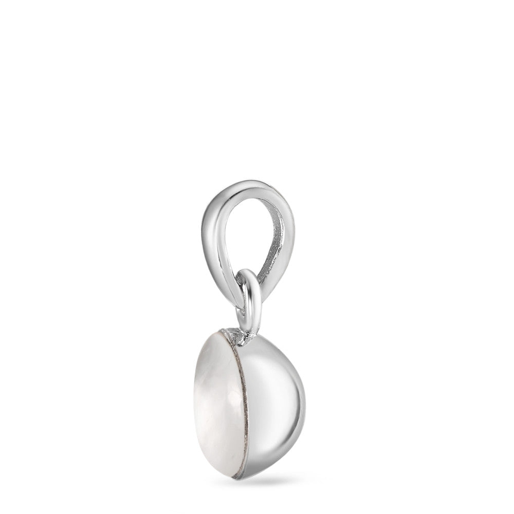 Anhänger Silber rhodiniert Perlmutt weiss Ø7 mm