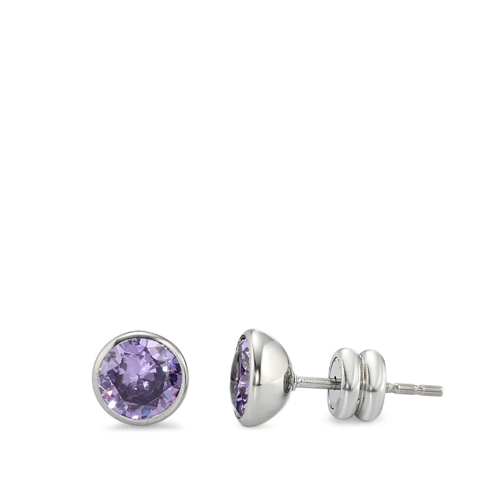 Ohrstecker Edelstahl Zirkonia violett Ø6.5 mm