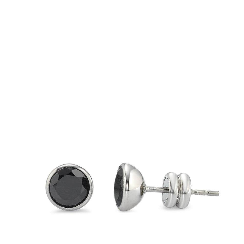 Ohrstecker Edelstahl Zirkonia schwarz Ø6.5 mm