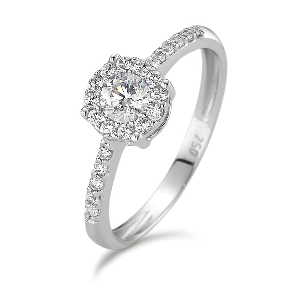 Solitär Ring 750/18 K Weissgold Zirkonia, Made in Italy