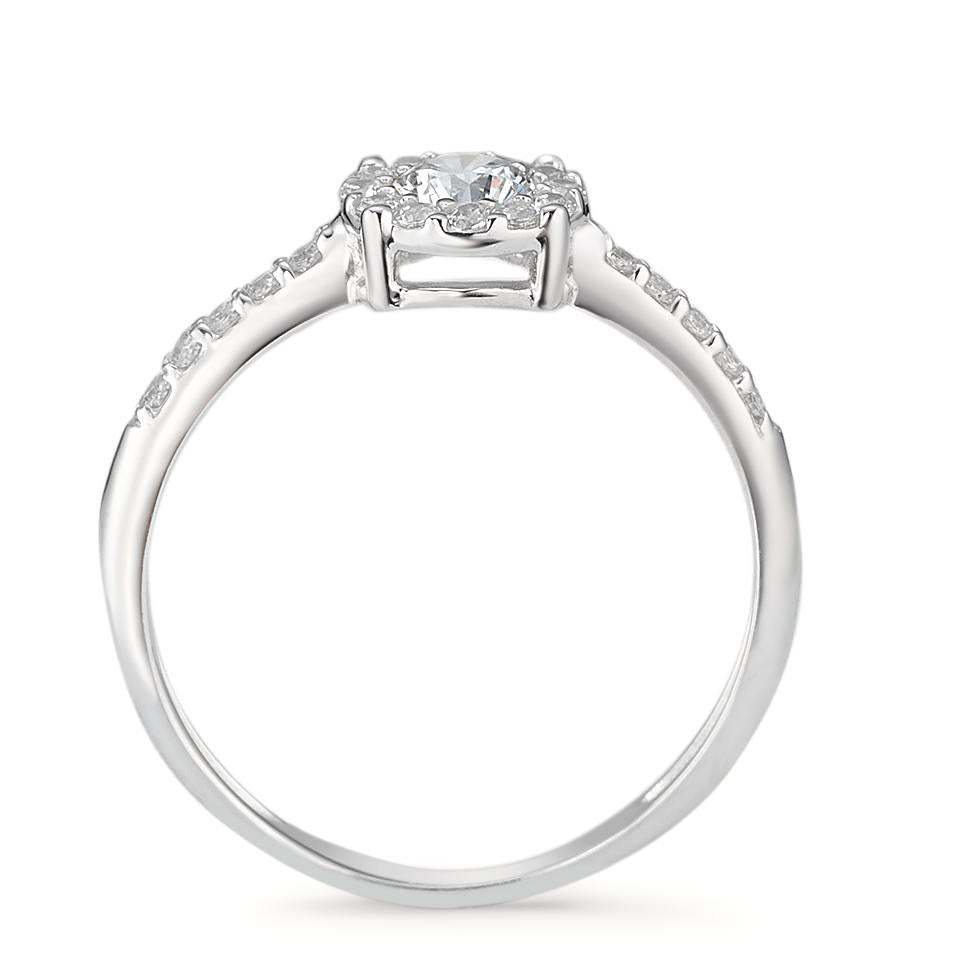 Solitär Ring 750/18 K Weissgold Zirkonia, Made in Italy