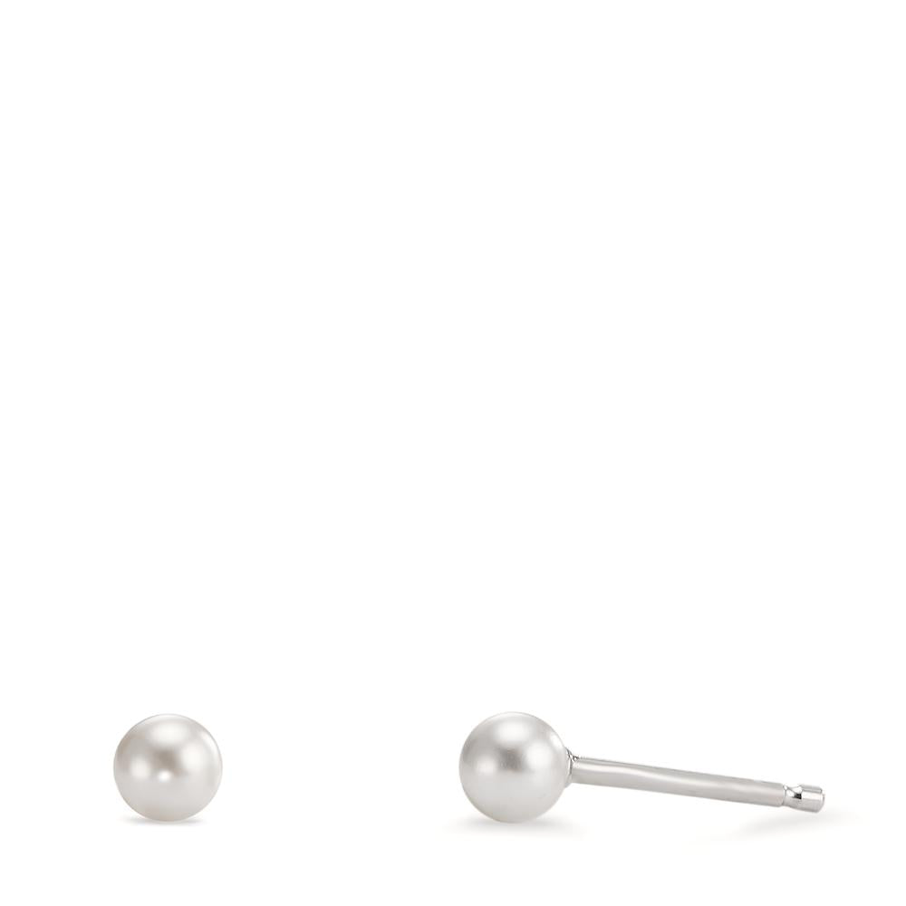 Ohrstecker Silber rhodiniert shining Pearls weiss, 2 Perlen, 4 mm