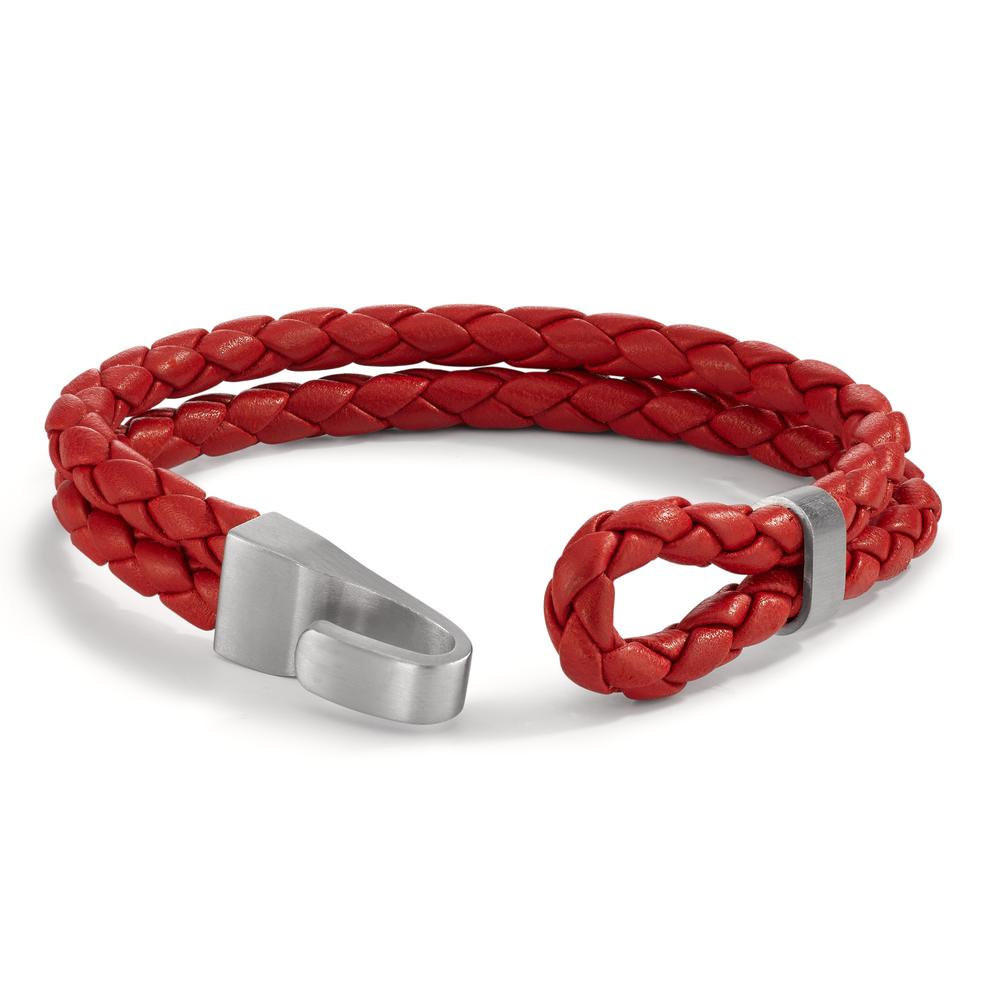 Lederarmband VADINO Pepper Red, Knebelverschluss aus Edelstahl, 21cm
