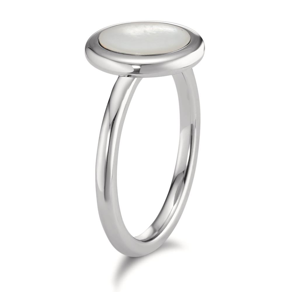 Fingerring Edelstahl Perlmutt weiss Ø12 mm
