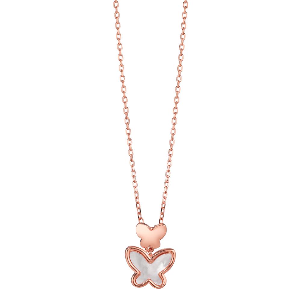 Collier Silber rosé vergoldet Perlmutt weiss Schmetterling 40-44 cm verstellbar