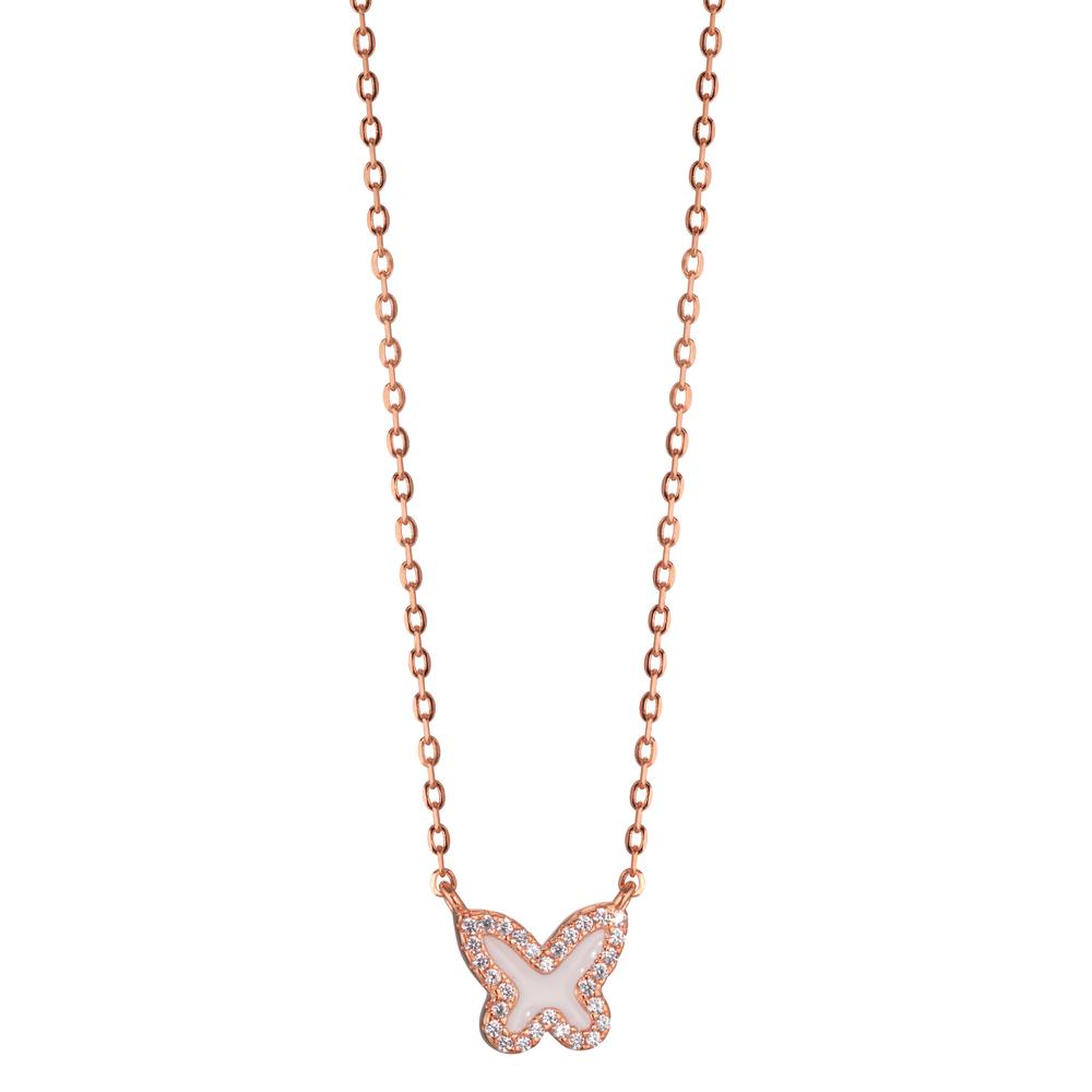 Collier Silber Zirkonia rosé vergoldet Schmetterling 40-45 cm verstellbar Ø9 mm